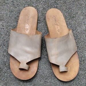 Marsell Taupe Leather Toe-Loop Slide Sandals